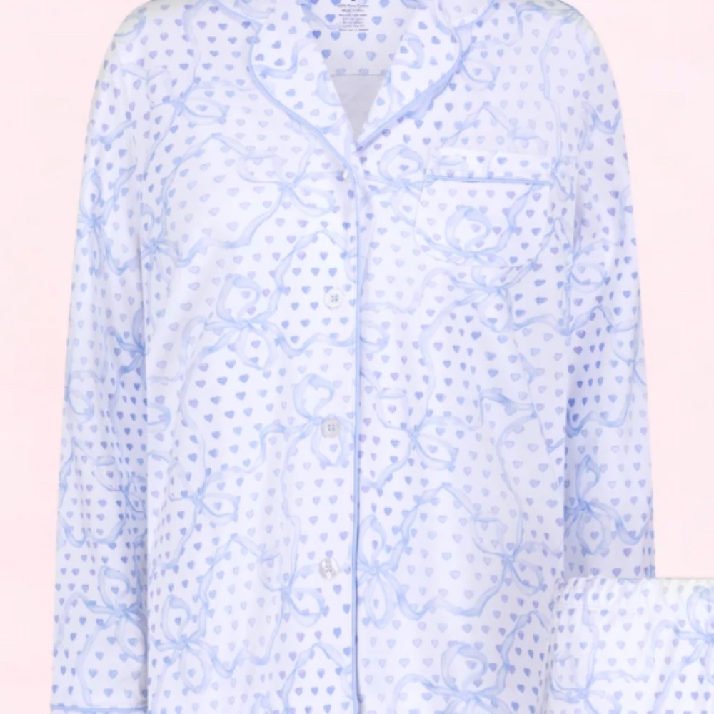 Luna Bow Hearts Long Sleeve Polo Pajamas